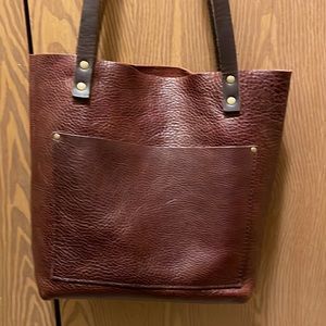 Portland leather goods small classic tote. Oxblood (retired), grizzly handles.